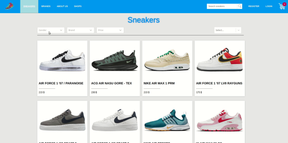 sneakers shop screenshot